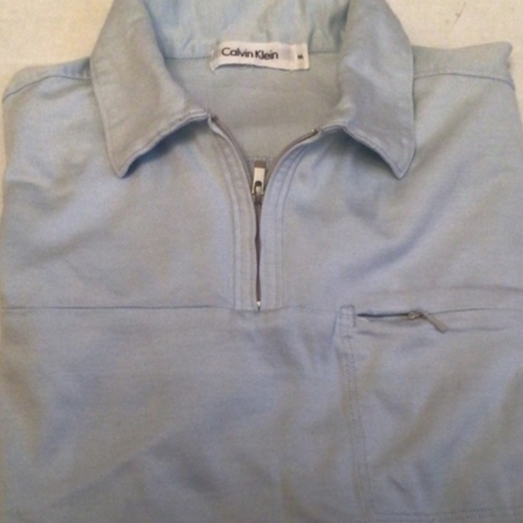 Vintage Calvin Klein Light Blu Short Sleeve Polo Shirt Sz M - Picture 5 of 5
